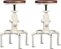 Topower Aged Antique Vintage Industrial Barstool Solid Wood Water Pipe Fire by Topower