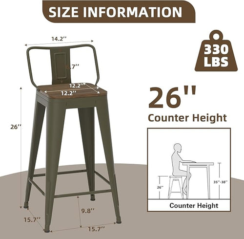 26 Inch Swivel Bar Stools Set of 4, Counter Height Bar Stools - Image 2