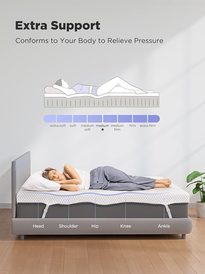 PERLECARE 4 Inch Gel Memory Foam Mattress Topper, Premium Soft, Removable & - Image 6