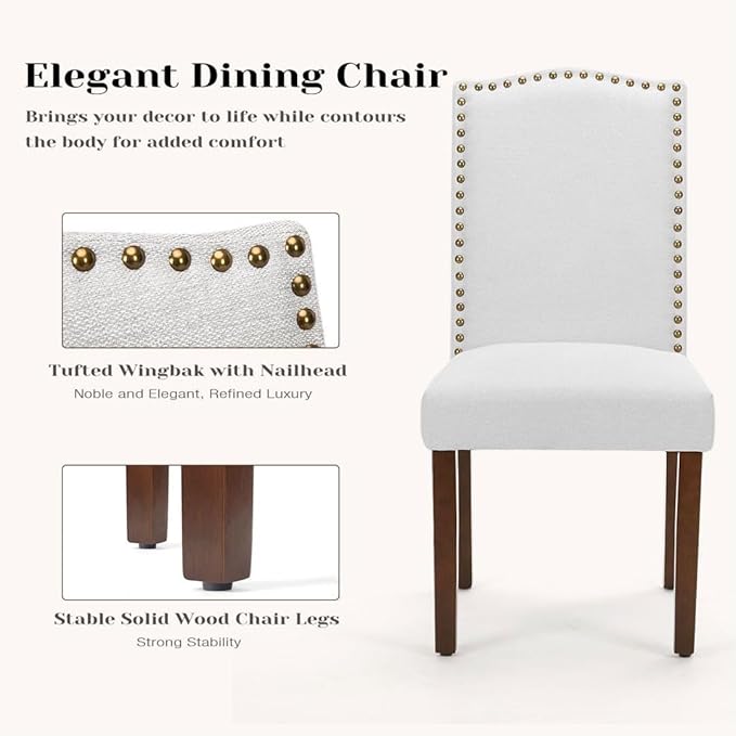 Kitchen Chairs Set of 4 Modern Upholstered Fabric Seat - Image 6