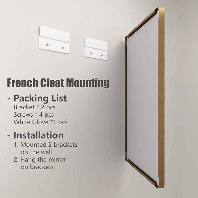 55x40 Inch Gold Bathroom Mirror, Brushed Metal Frame Gold Vanity Mirror - Image 4