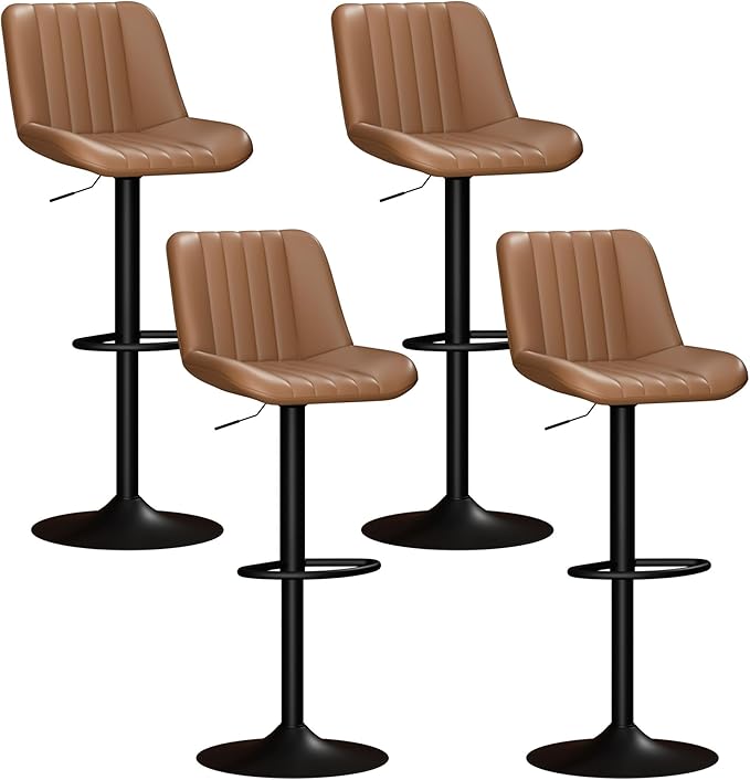 Shintenchi Bar Stools Set of 4 Modern Swivel Bar Chairs, Counter Height Faux - Image 8