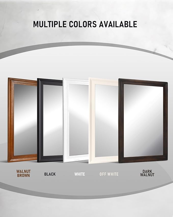 CULER White Wood Wall Mirror for Bathroom, Rectangle Rustic Beige 24 x 36 inch - Image 7