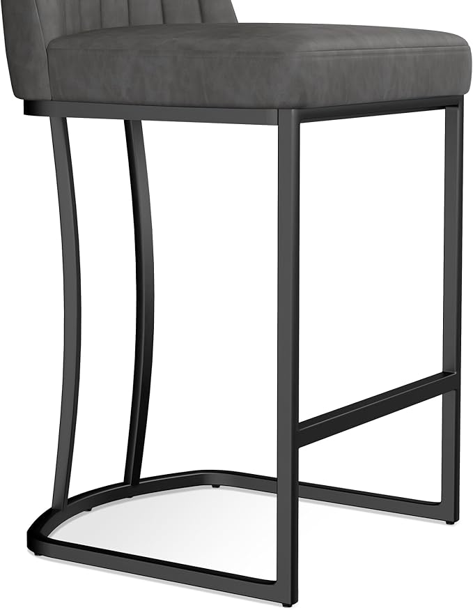Bar Stools Set of 6, Faux Leather Counter Height Barstools, Upholstered Kitchen - Image 8