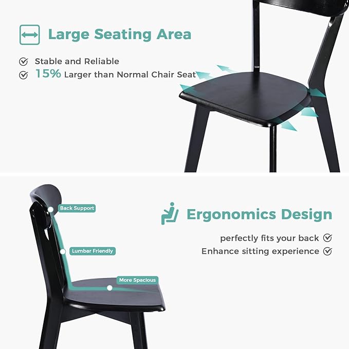 Solid Wood Dining Chairs Set of 2, Mid Century Modern Dining Room Chairs - Image 5