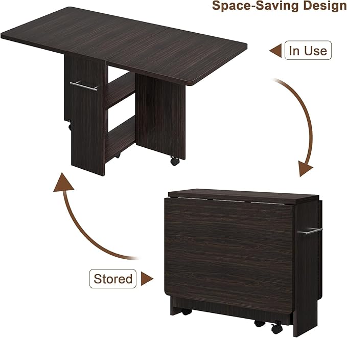 IDEALHOUSE Folding Dining Table, Drop Leaf Dining Table - Image 8