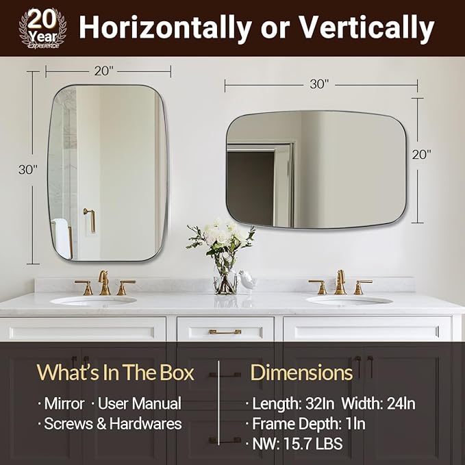 ANDY STAR Oval Mirror for Bathroom, 20x30 Polished Chrome Oblong Bathroom - Image 2