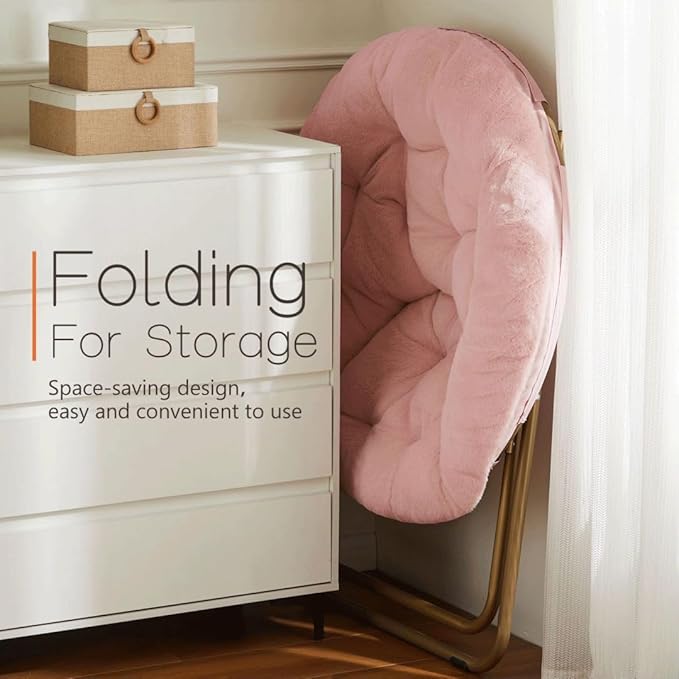 Comfortable Cozy Faux Fur Disc Chair Foldable Feature - Image 6