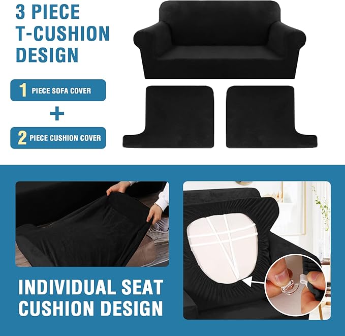 H.VERSAILTEX Sofa Cover 3 Piece T Cushion Sofa Slipcovers Thick Velvet Couch - Image 4