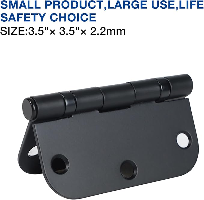 24 Pack Ball Bearing Door Hinges Matte Black 3.5 Inch 5/8"Radius Rounded Squeak - Image 6