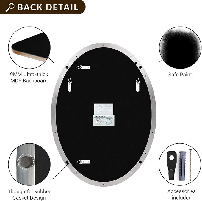 ANDY STAR Brushed Nickel Oval Mirrors - Image 5
