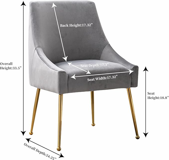 Modern Velvet Dining Chairs Set of 2, Contemporary Upholstered Furniture - Image 3