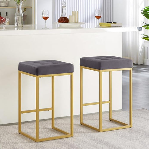 24KF Contemporary Counter Height Bar Stool Set of 2 by WEMARTHOMEDECOR