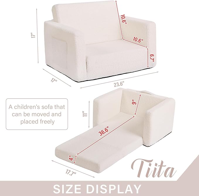 Tiita Kids Sofa, 2-in-1 Kid Sofa Chair, Convertible Chirldren Couch to Lounger - Image 3