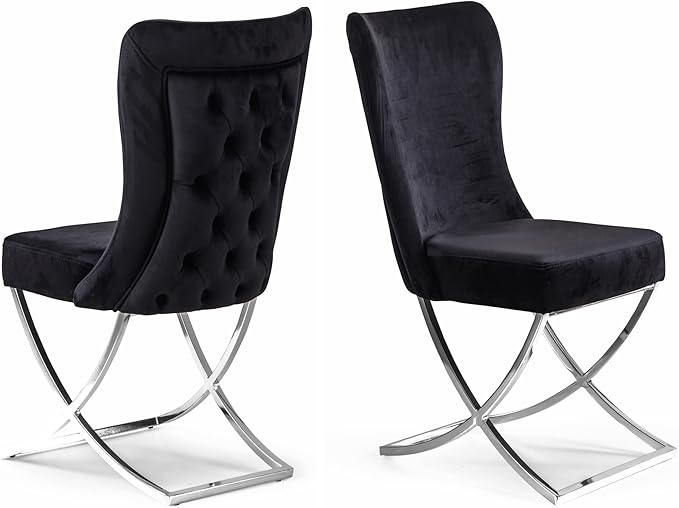 Ottomanson Royal Dining Chairs Set of 2 – Upholstered Tufted Microfiber by Ottomanson