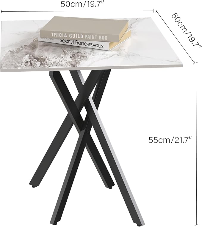 White Marble Side Coffee Table Set of 2 - Image 3