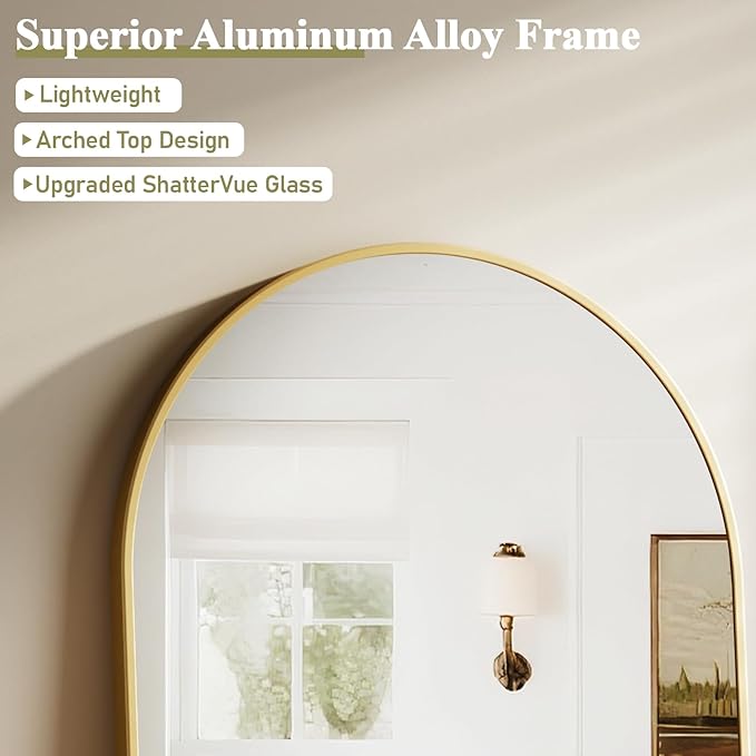 HARRITPURE 36"x48" Arched Bathroom Mirror - Image 4