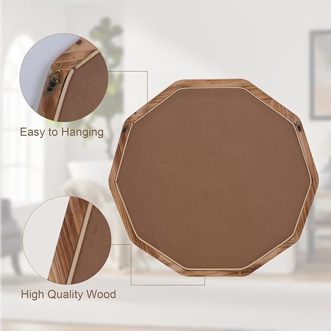 ULIKE Wood Mirror for Wall, 24 Inch Rustic Farmhouse Mirror - Image 6
