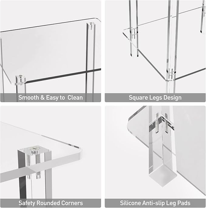 Eglaf Acrylic Side Table Set of 2-13.4'' L x 11.5'' W x 19.6'' H Small End - Image 5