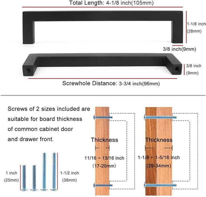 KOOFIZO 30-Pack Solid Square Bar Cabinet Handle - Image 2