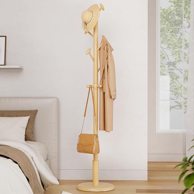 Solid Wood Coat Rack Freestanding Coat Tree - Image 9