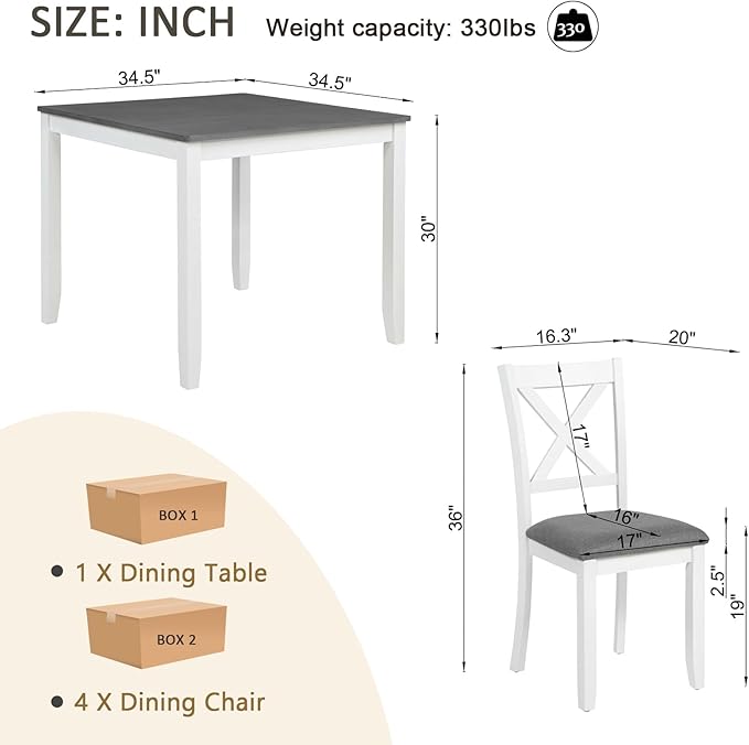 KEIKI 5-Piece Standard Height Dining Table Set - Image 3