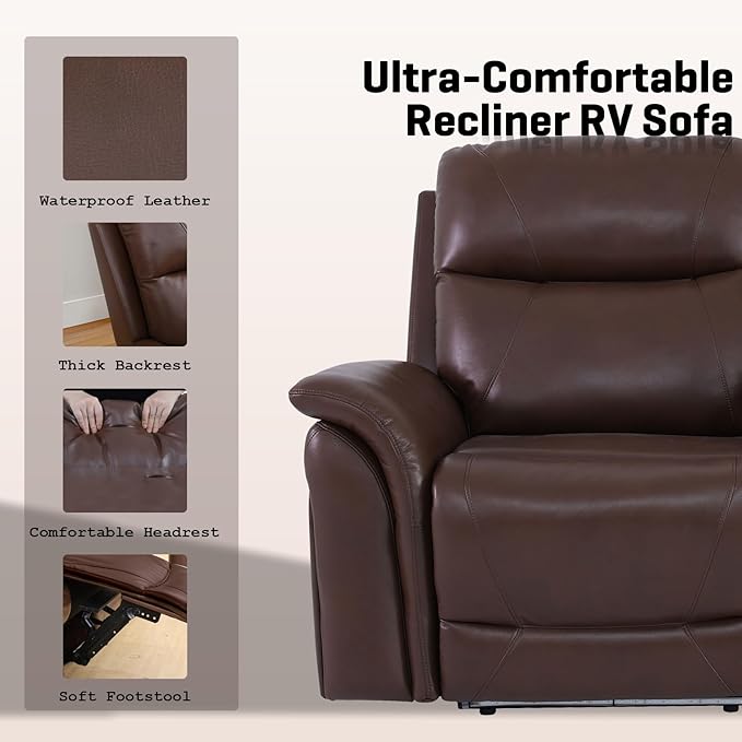Nicbex PU Leather Power Wall Hugger Chair Double Reclining Sectional Sofa - Image 5