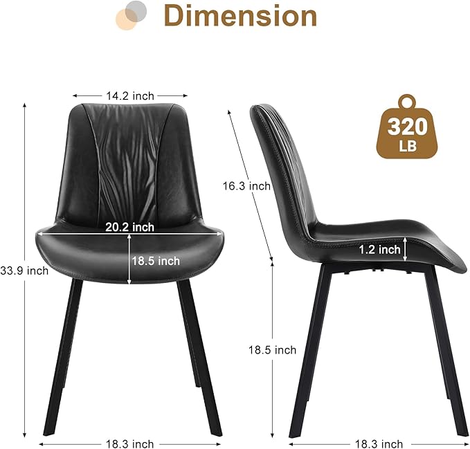 Upholstered Dining Chairs Set of 2, Modern Kitchen & Dining Room Chairs - Image 4