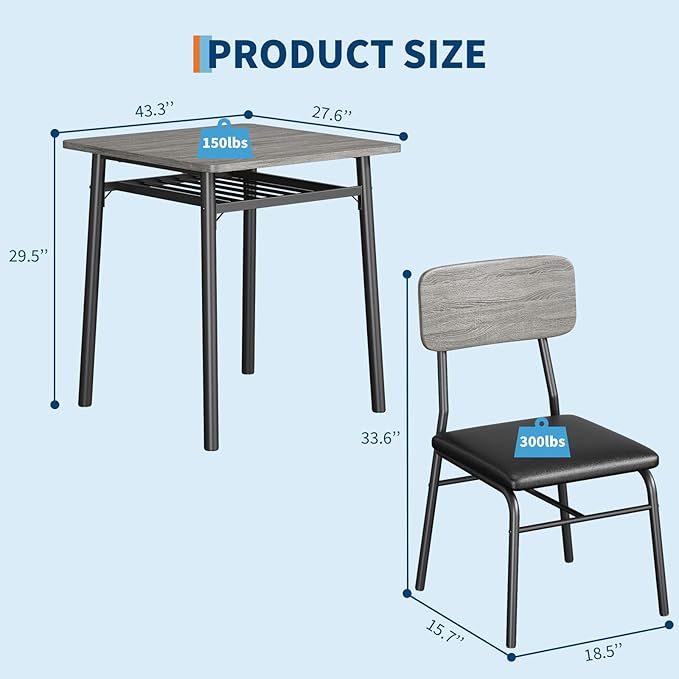IDEALHOUSE 3-Piece Dining Table Set - Image 7