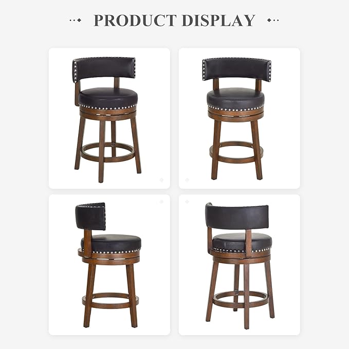 COLAMY Swivel Bar Stools Set of 2, Swivel Counter Height Barstools, 25 Inch - Image 8