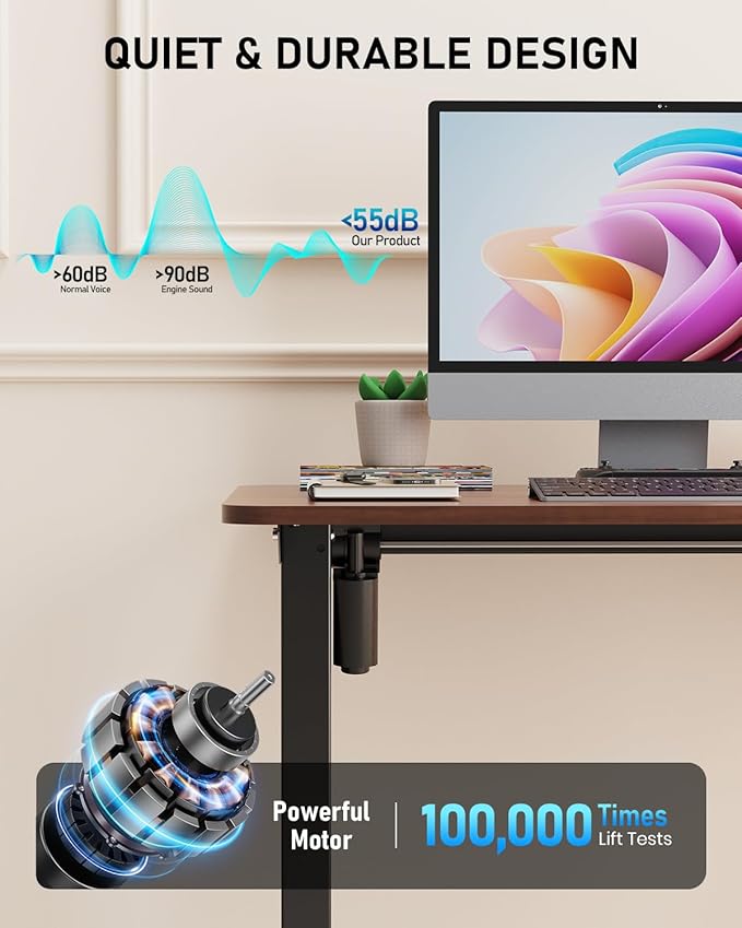 Electric Standing Desk, Large Height Adjustable Stand up Desk, 48 x 24 Inches - Image 5