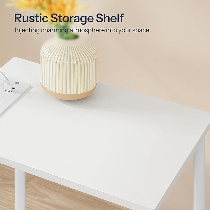 HOOBRO Side Table with Charging Station, Nightstand with 2-Layer Storage Shelves - Image 9