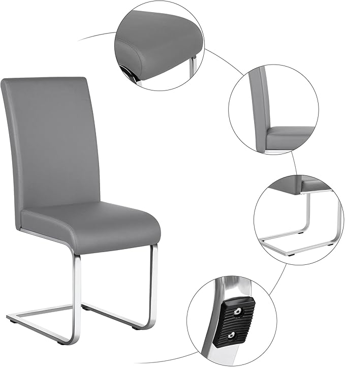 Yaheetech Dining Chairs Set of 2 Modern Faux Leather Upholstered Dining Room - Image 6