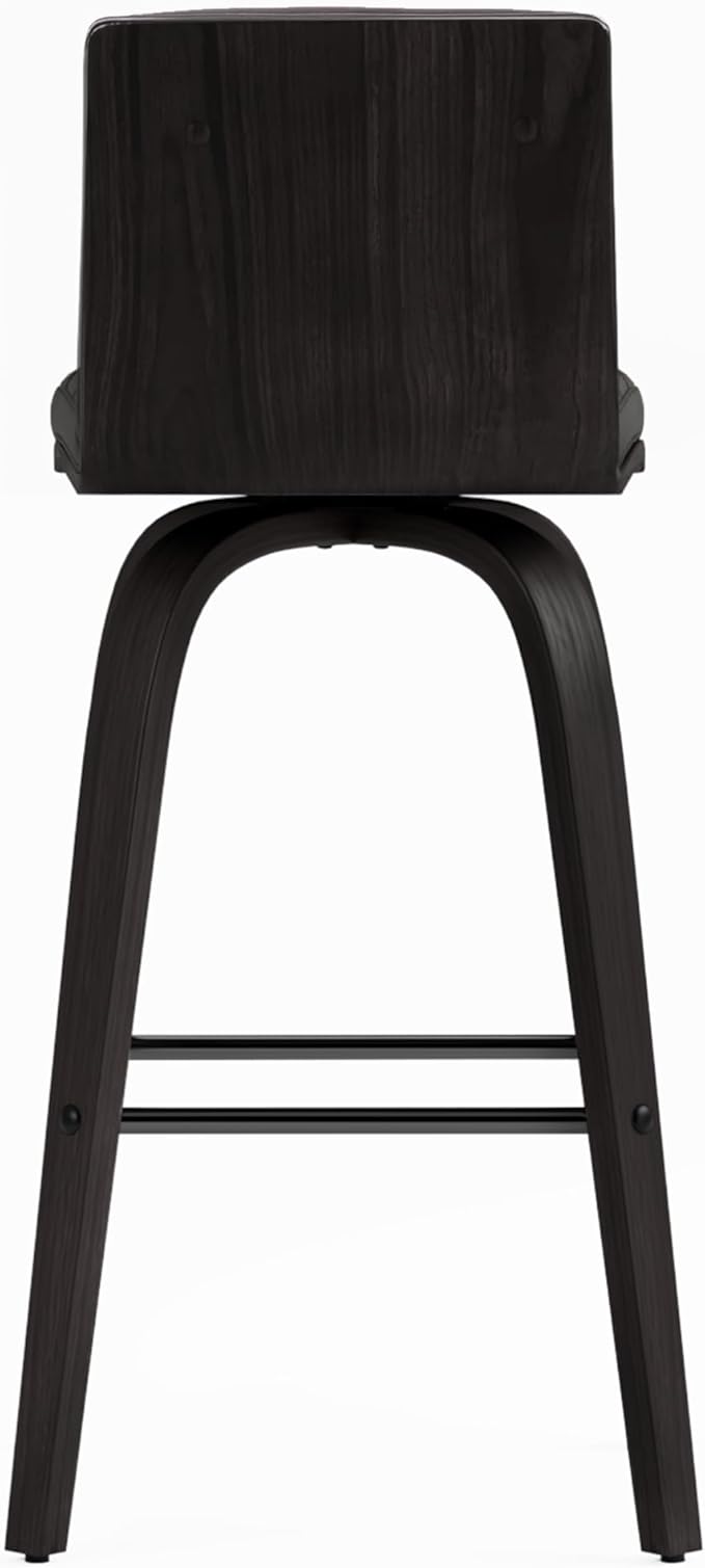 Armen Living Vienna Counter Height Barstool Brushed Wood Finish Faux Leather - Image 4