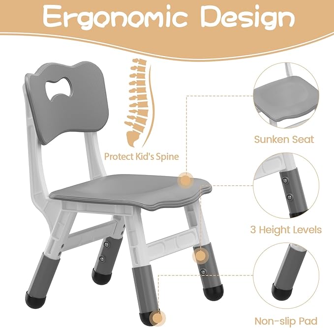 GarveeHome Kids Table and 6 Chairs Set, Height Adjustable Toddler Table and - Image 8