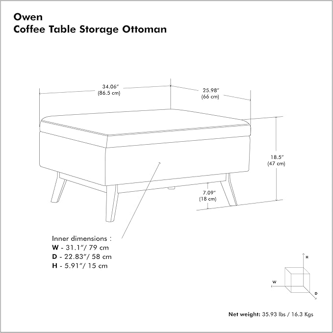 SIMPLIHOME Owen 34 inch Wide Mid Century Modern Rectangle Coffee Table Storage - Image 14
