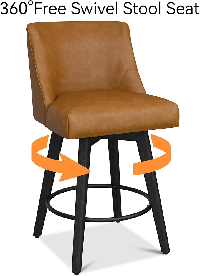 Counter Height Bar Stools Set of 3, Modern Swivel Barstools - Image 6