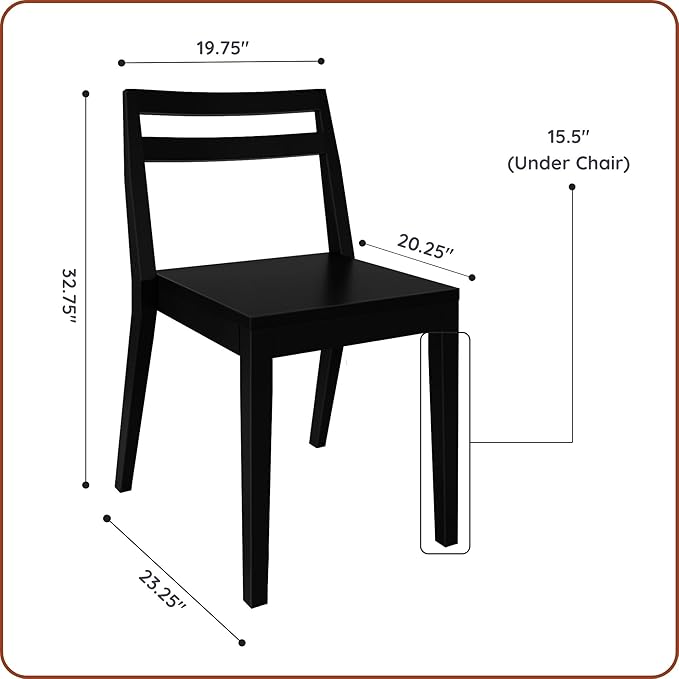 Grain & Grove Davie Dining Room Chairs Set of 2, Solid Wood Modern Kitchen Chair - Image 2