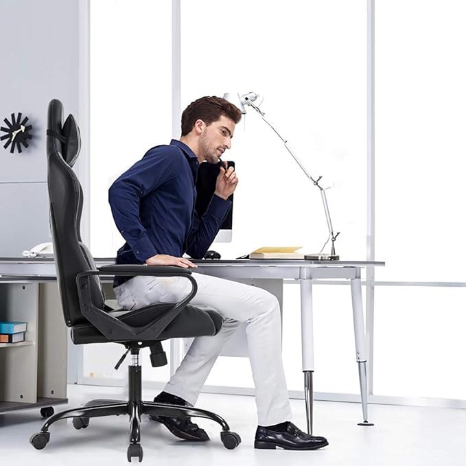 BestOffice High-Back Gaming Chair PC Office Chair Computer Racing Chair PU Desk - Image 2
