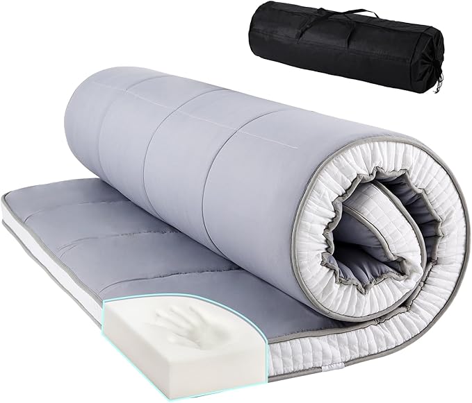 Tiita Queen Memory Foam Mattress Topper, Portable Roll Up Travel Car Camping by TiitaHome