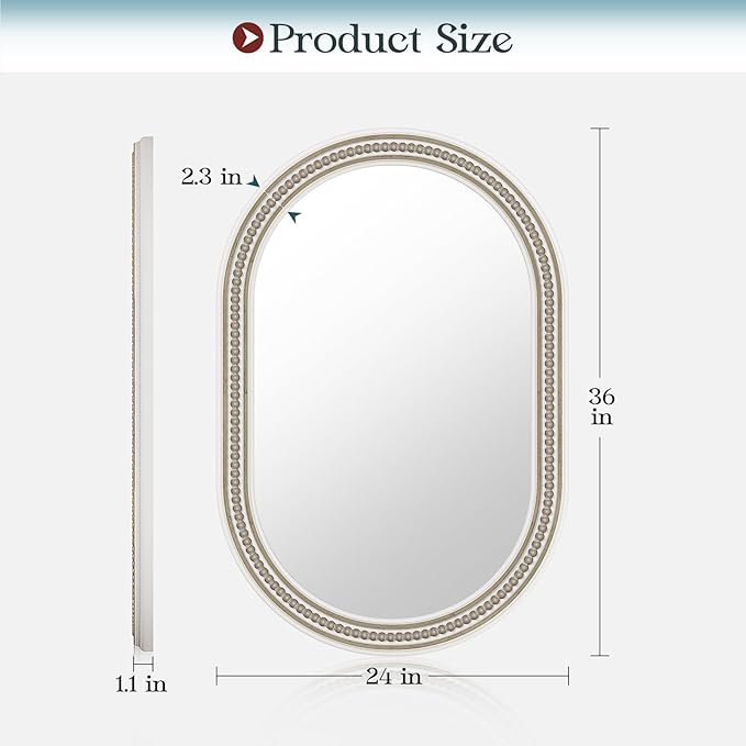 Boho Oval Mirror, Wooden Rustic Decorative Mirror - Image 3