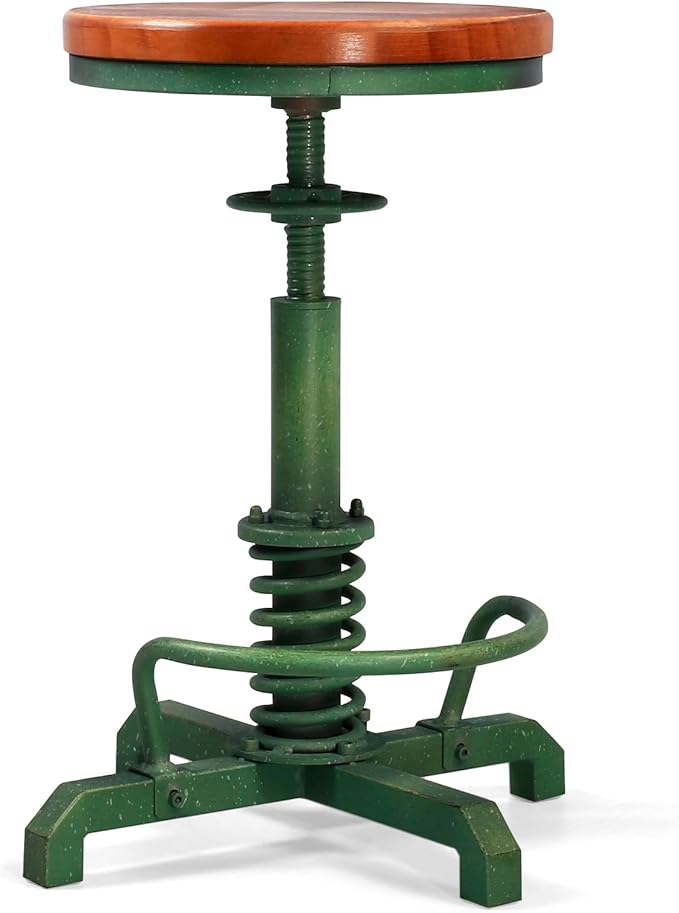 Topower Industrial Retro Vintage Farm Wooden Seat Tractor Stool Kitchen Swivel - Image 3