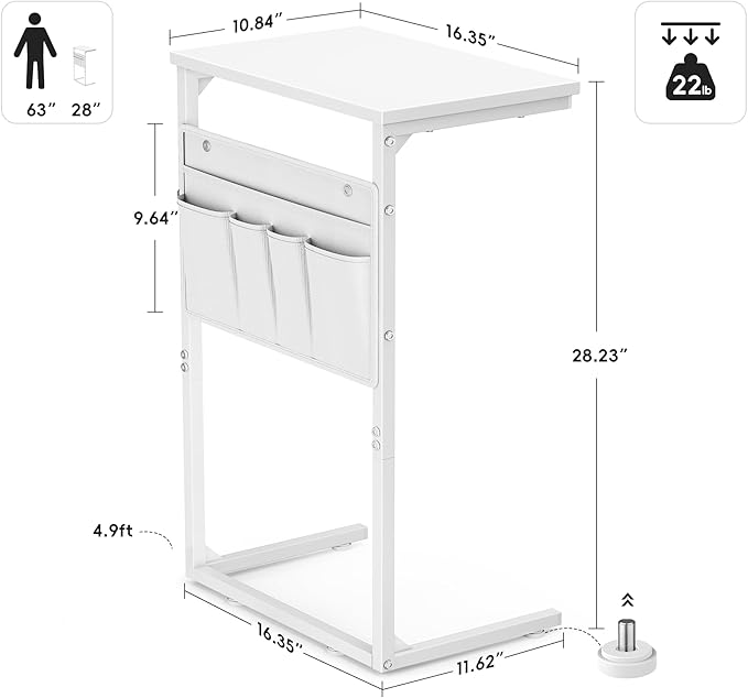 Vagusicc C Shaped End Table, Small Side Table - Image 3