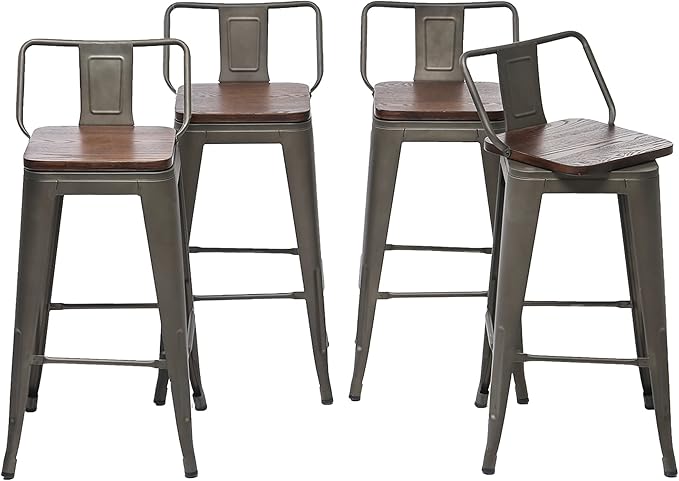 24 Inch Swivel Bar Stools Set of 4 by ALISH