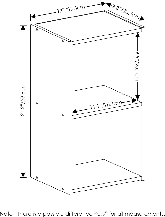 Furinno Luder Bookcase / Book / Storage, 2-Tier Cube, French Oak - Image 3