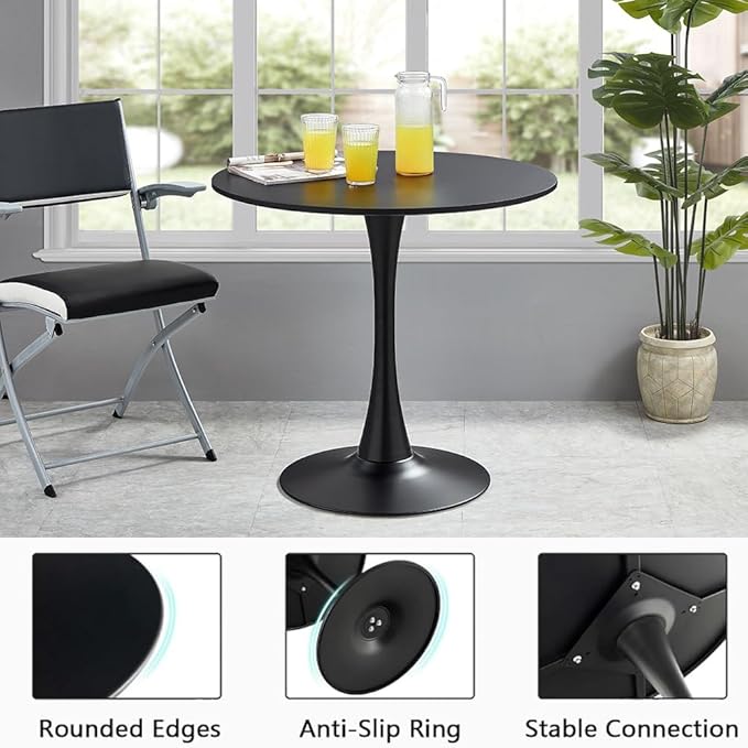 23.4" Tulip Dining Table, Mid-Century Modern Style, Round MDF Top - Image 8