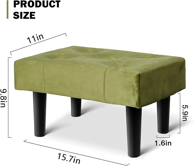 HOUCHICS Small Footstool Ottoman, Velvet Soft Footrest Ottoman - Image 7