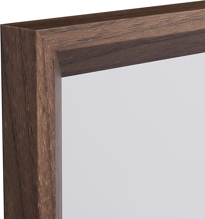 WEER Bathroom Mirror, 40x36 Inch Wall Mirror, Walnut Wood Grain Framed Mirror - Image 7