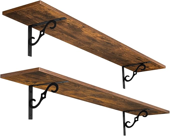 DINZI LVJ Long Wall Shelves, 47.3 Inch Large Floating Shelves Set of 2 by DINZILVJ