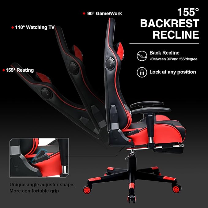 GTRACING Gaming Chair with Footrest Speakers Video Game Chair Bluetooth Music - Image 6